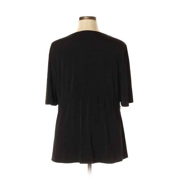 Kiyonna Top 1X Abby Twist Black Twist Front Slimming Versatile Flutter Sleeves - Picture 7 of 11